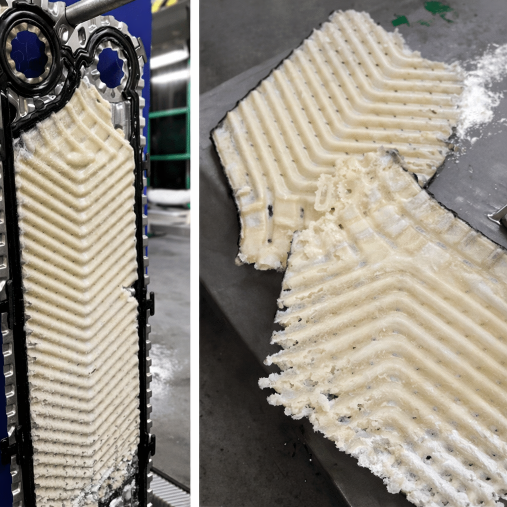 scale and fouling deposits on plate heat exchanger plates showing efficiency loss