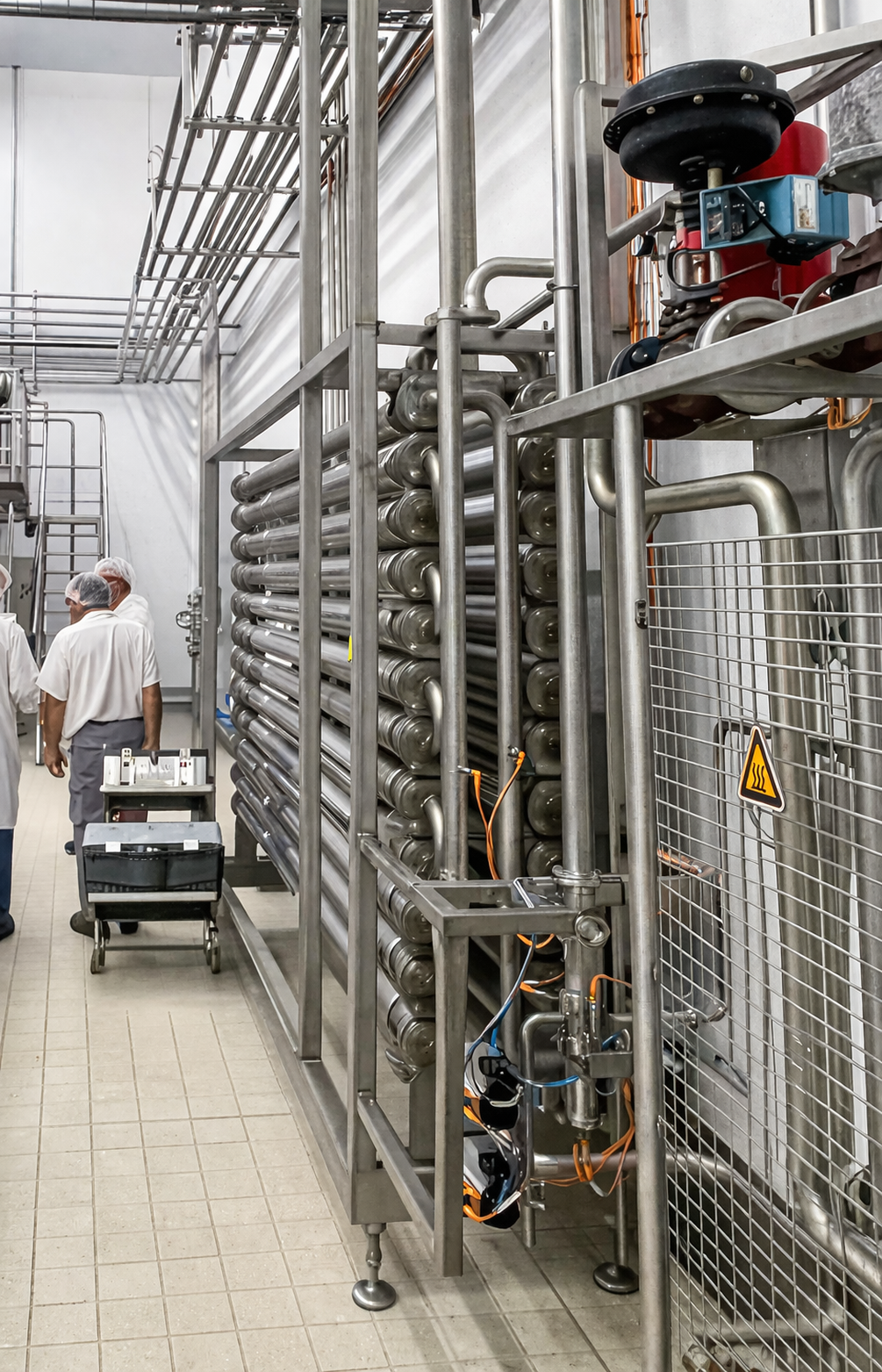 Tubular heat exchanger skid for jam production line